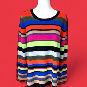Pure Amici NWT size XL crewneck cashmere multiple color striped‎ sweater